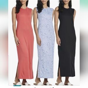 Real Essentials 3 Pk Sleeveless Sheath Maxi Dresses